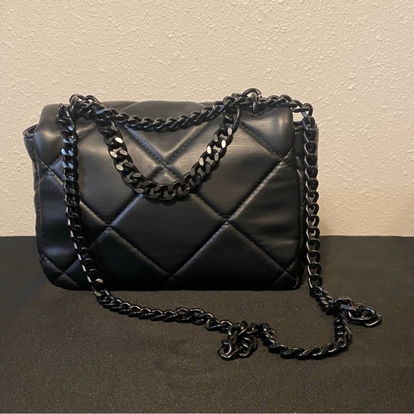 Badgley Mischka bag small quilted black vegan leather chain purse - Picture 5 of 7